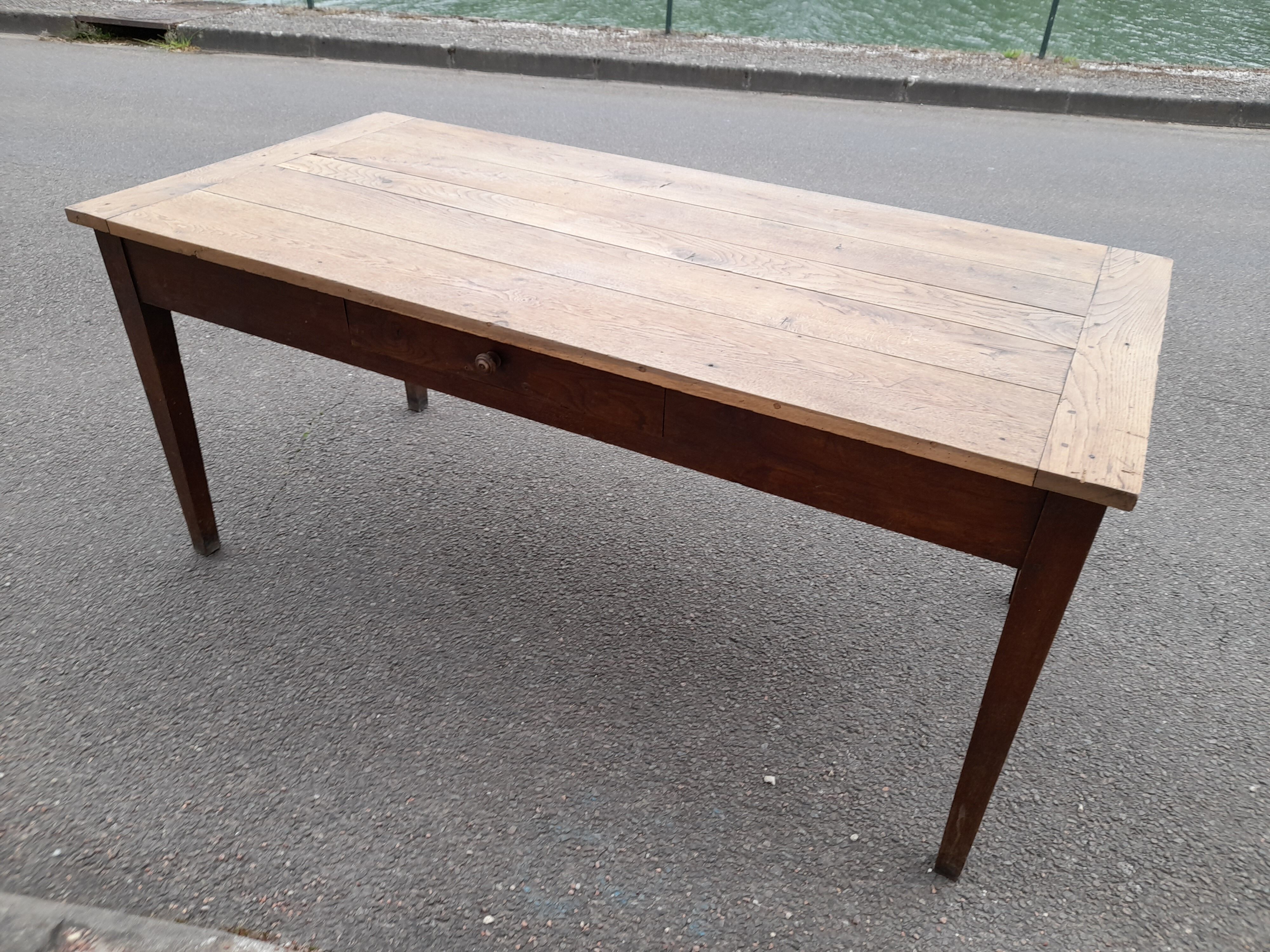 Old farm table 1900 in oak -1m67