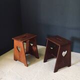 Arts & Crafts Heart Stools, Belgium, 1920s, Set of 2