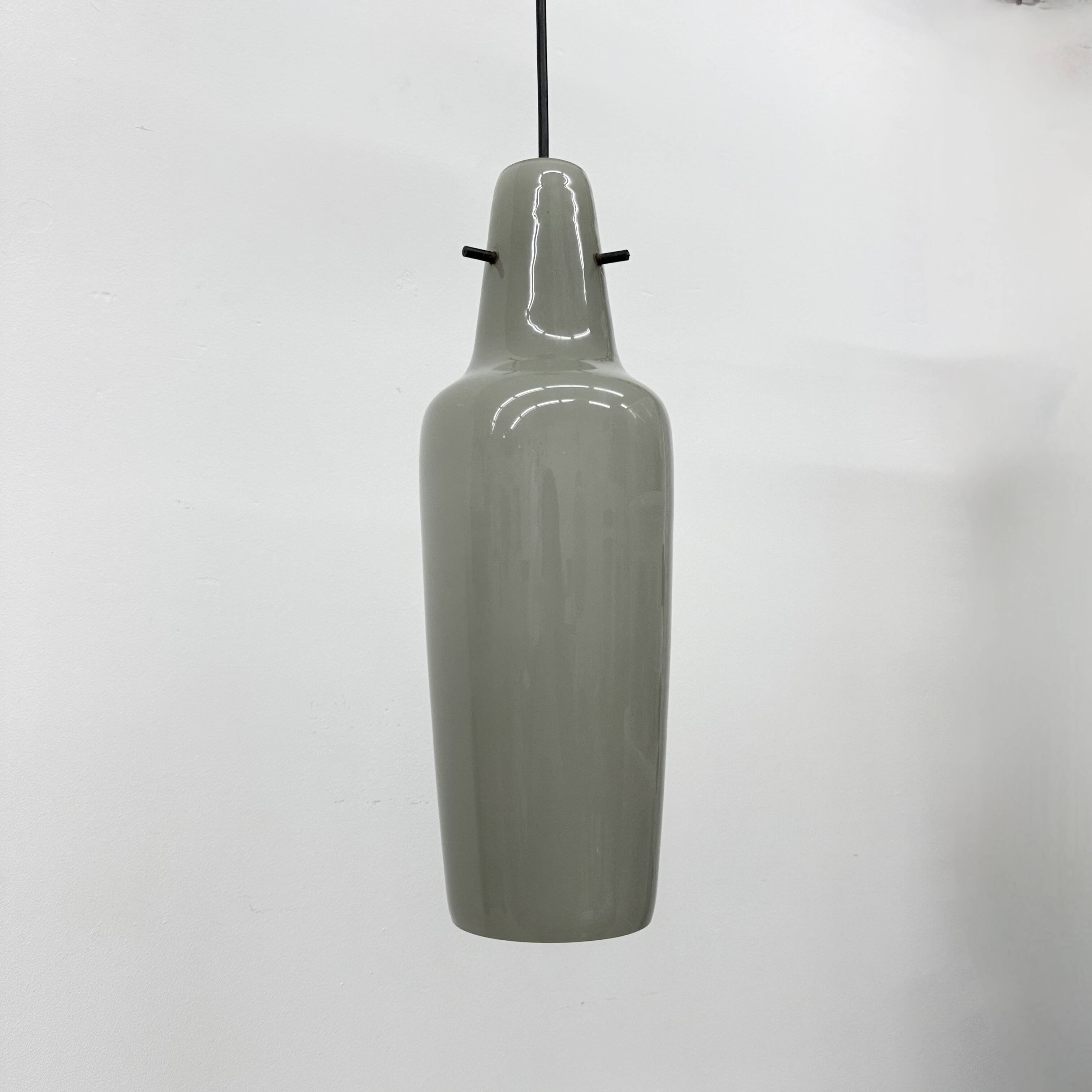 Mid-century grey glass pendant hanging lamp , 1960s Scandinavian