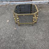 Vintage coffee table in bronze and smoked glass 70s