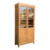 Parisian glass cabinet in solid raw oak, 1950
