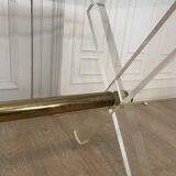 Table in plexiglass gold metal and beveled glass 1970s