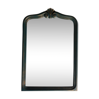 Mirror carved wooden frame and bevelled ice shell decoration 72 cm x 49 cm