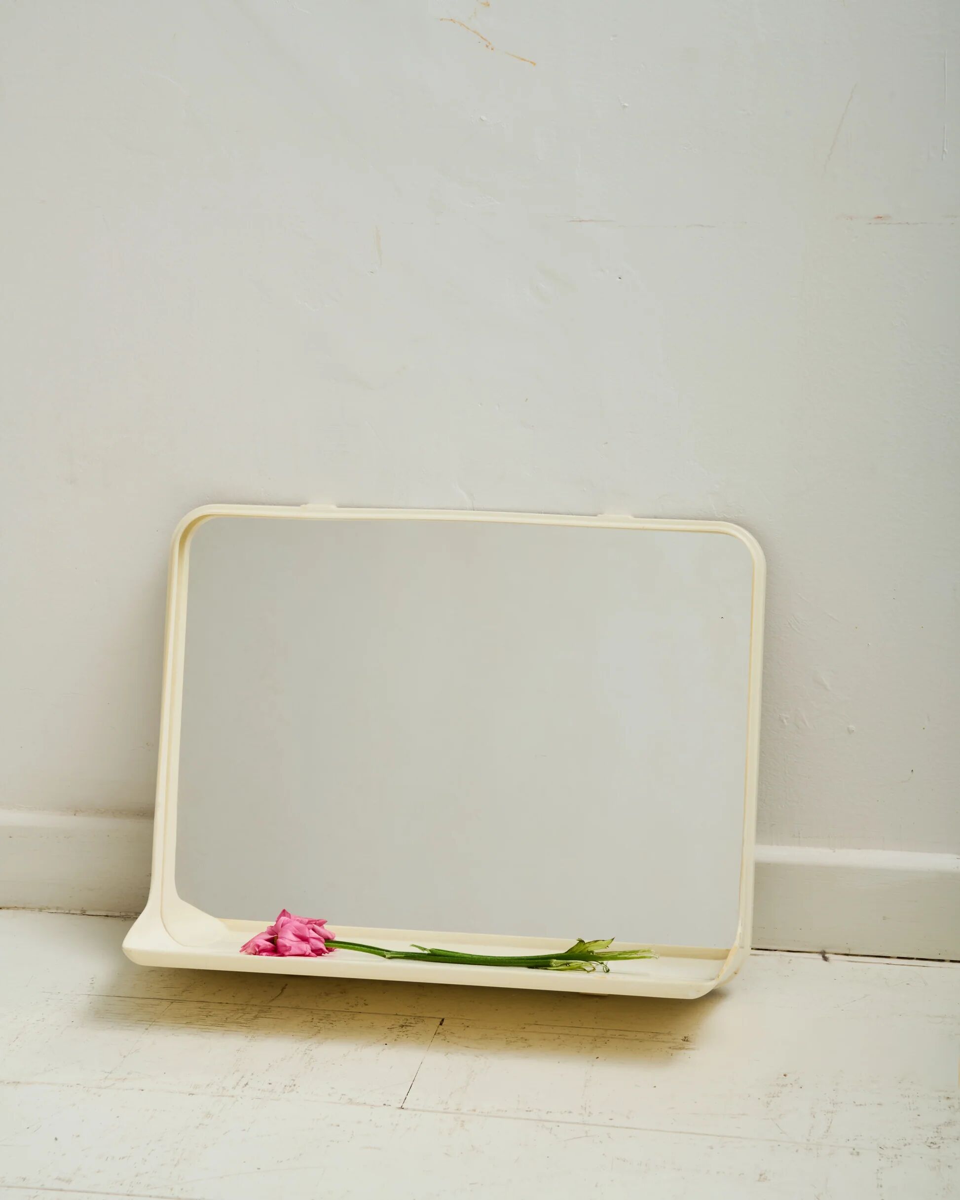 Plastic wall mirror with integrated shelf, 1970s