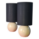 Paire de lampe chevet bois beige et abat jour en noir, scandinave elec ok 3