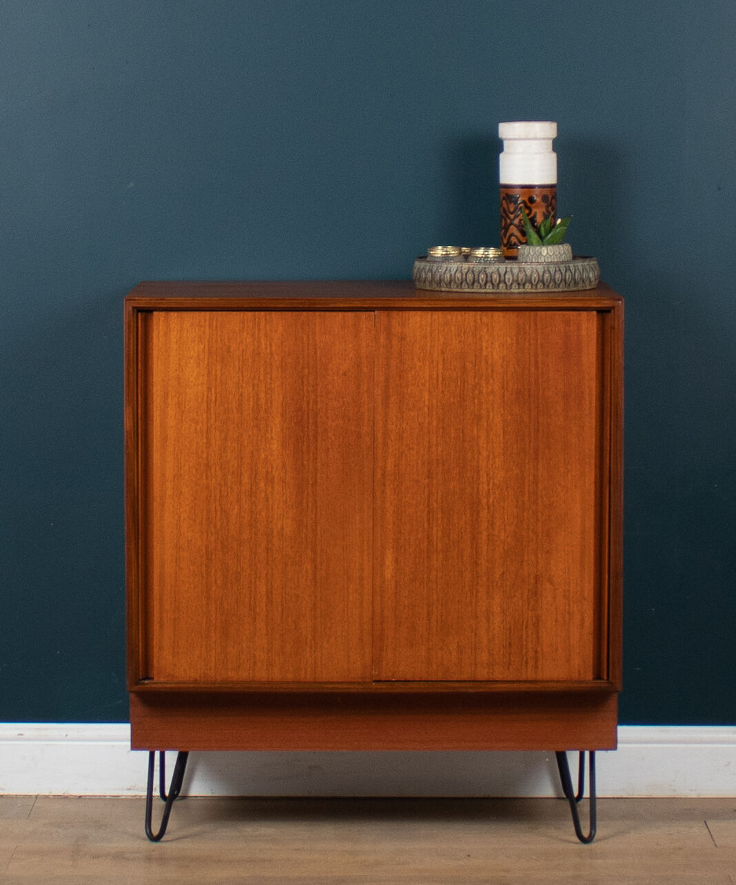 Retro teak 1960s g plan form five sideboard cabinet on hairpin legs
