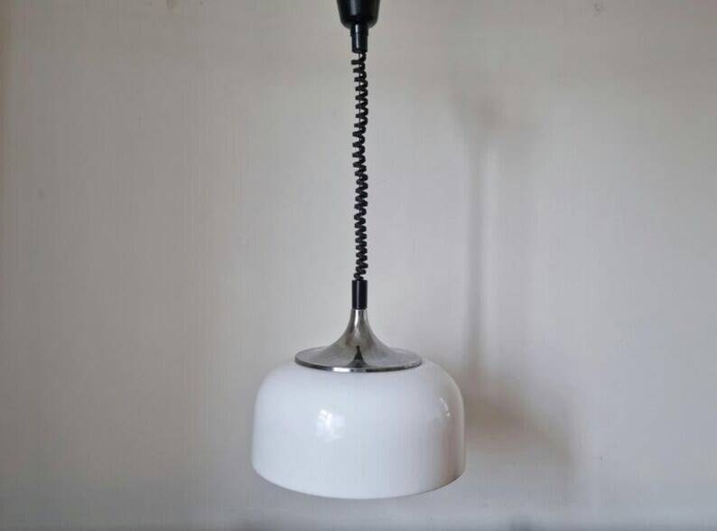 Set of Two Midcentury Design Pendants Meblo, Harvey Guzzini, Italy, 1970s