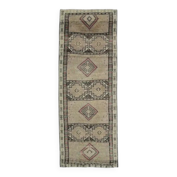 1960s Turkish Hand-Knotted Runner Rug 120x325