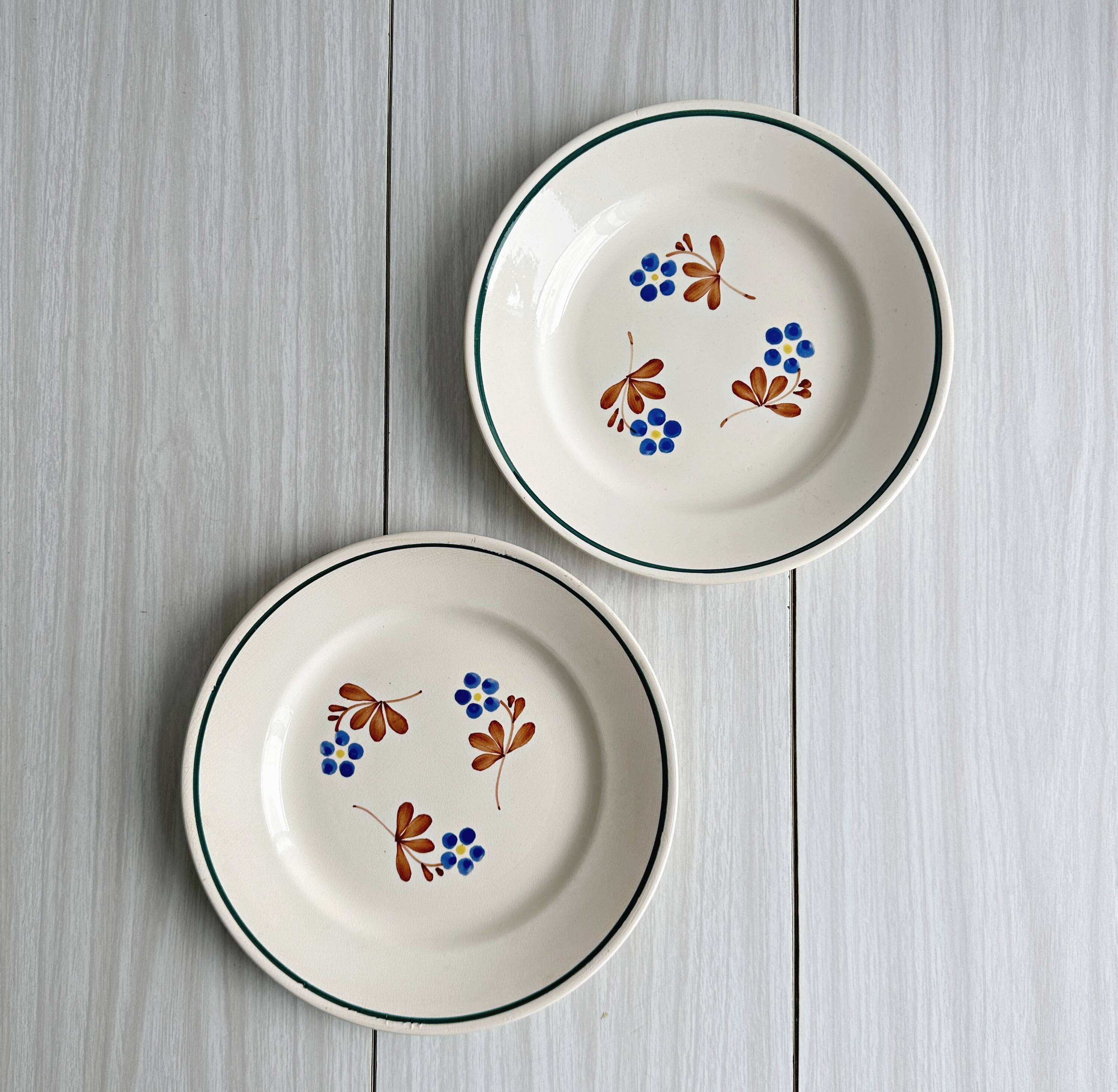 vintage flower plates set of 2