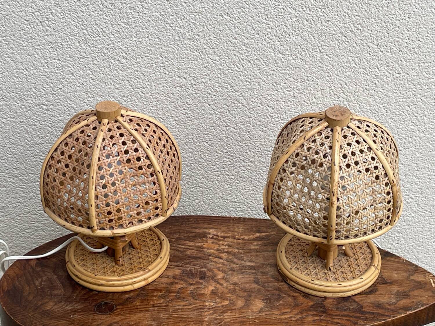 Pair of Italian rattan lamps
