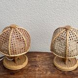 Paire de lampes italiennes en rotin