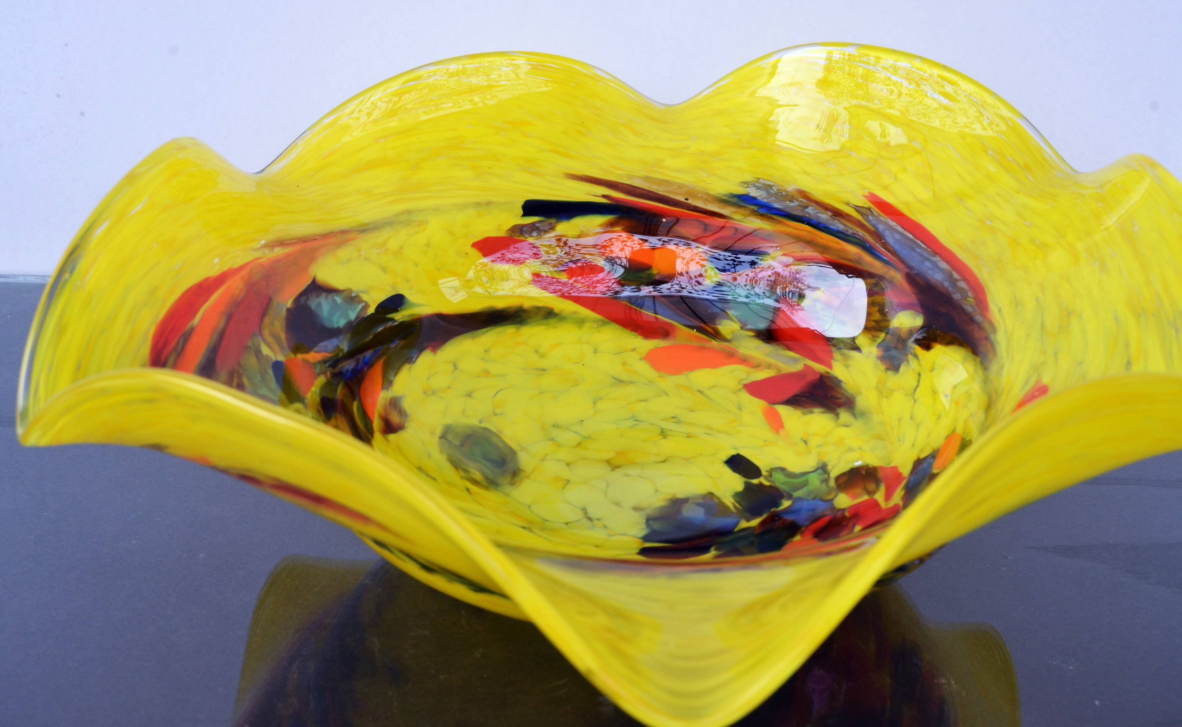 Mid Century Center Multicolored Table Bowl Murano Glass