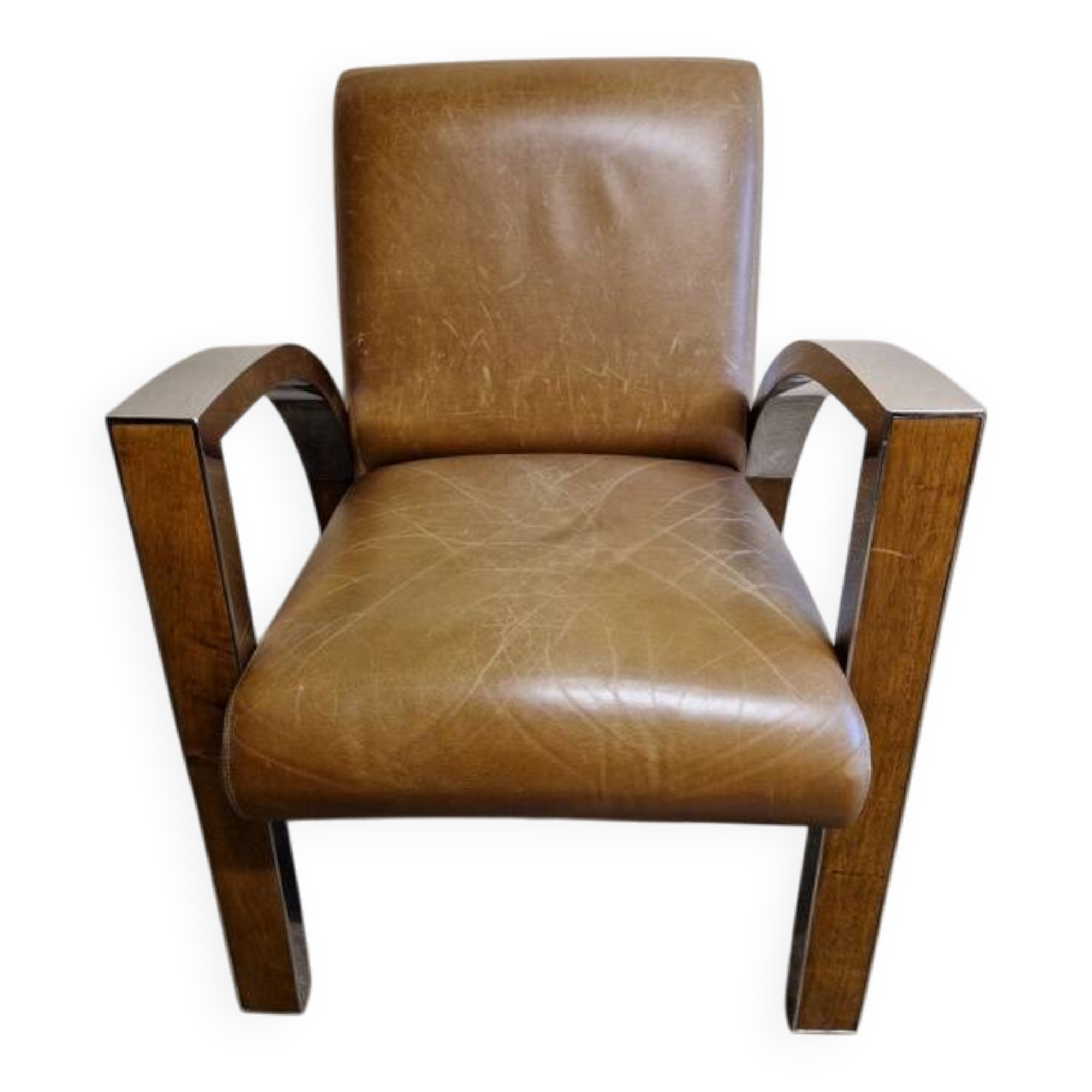 Aviator chair - In walnut veneer and chrome metal - 1970s design