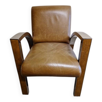 Aviator chair - In walnut veneer and chrome metal - 1970s design