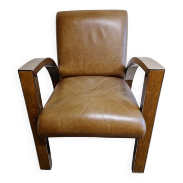 Aviator chair in walnut veneer and chrome metal, 1970.