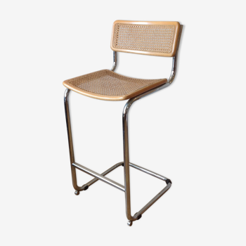 Tabouret haute cesca cantilever et cannage