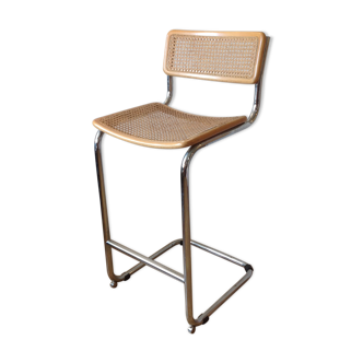 Tabouret haute cesca cantilever et cannage