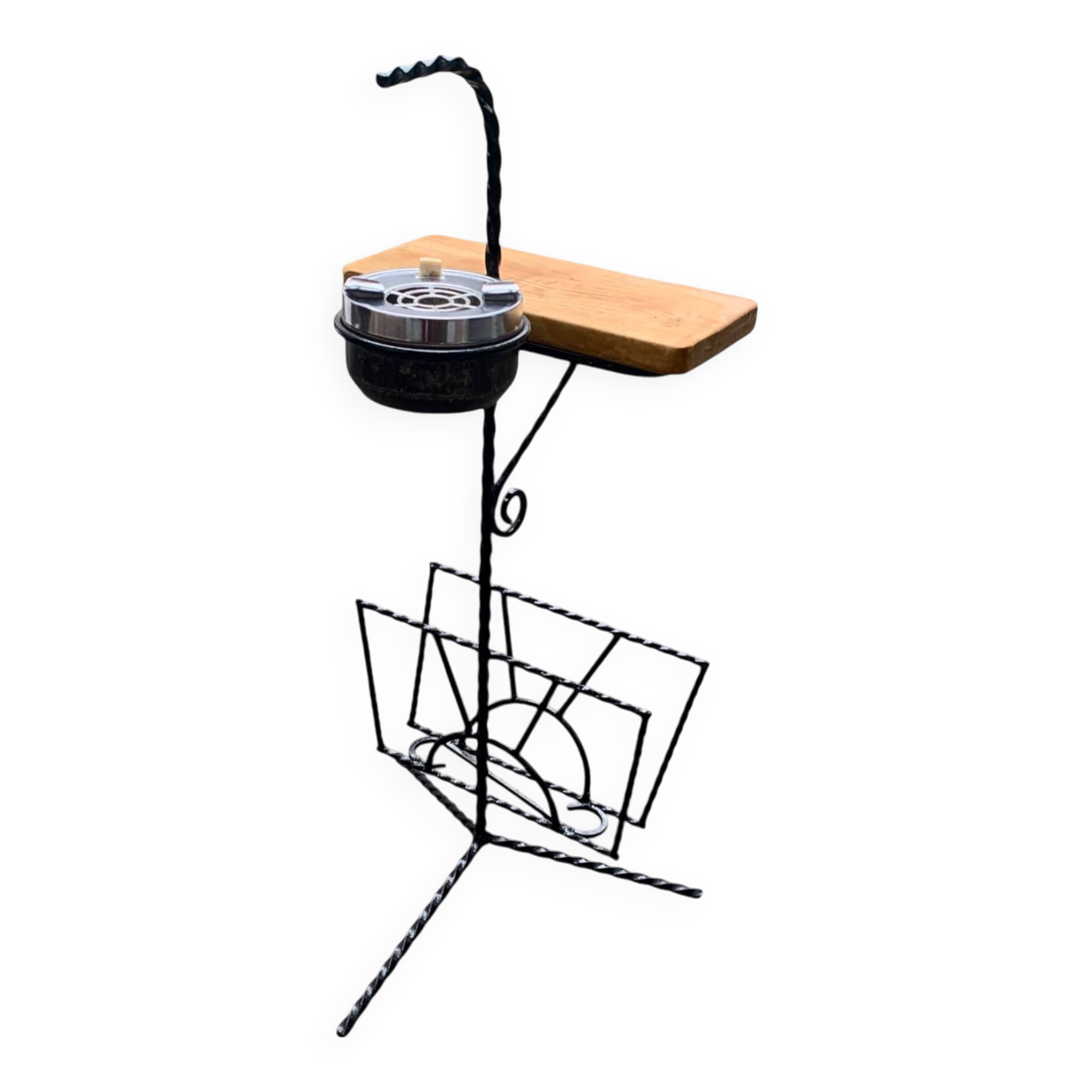 Vintage multifunctional wrought iron magazine rack