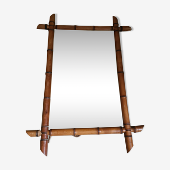 Miroir au mercure au bambou vintage 44x61cm