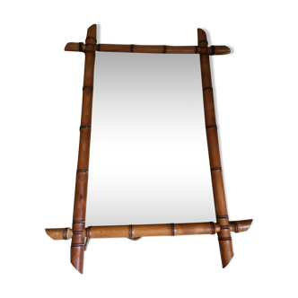 Miroir au mercure au bambou vintage 44x61cm