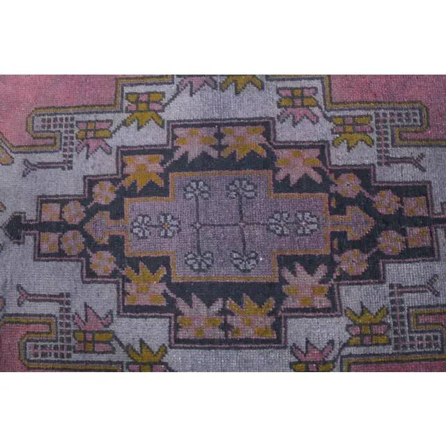 Vintage Turkish Oushak Handmade Wool Cotton Pink Area Rug 125x242