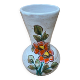 Old vallauris vase white enameled terracotta vintage flower decor