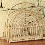 Vintage rattan magazine holder