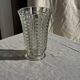 Vintage geometric moulded glass flared vase H21