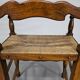 Ensemble de 4 chaises de salle à manger en chêne, rustiques, de ferme, à dossier en échelle avec sièges en jonc, années 1960