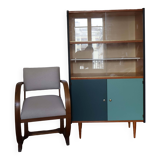 Display cabinet, restored Scandinavian-style teak bookcase, 1950s