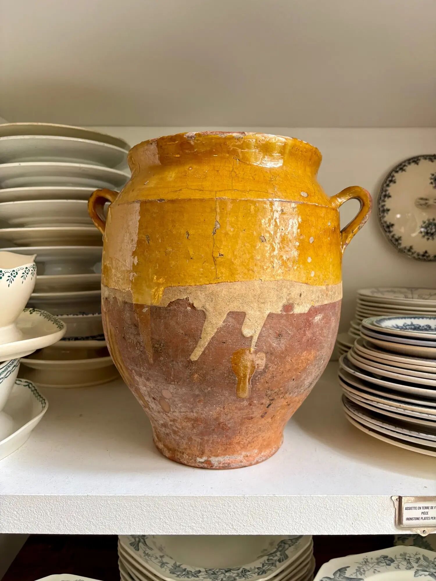 Grease pot, glazed ochre ceramic jar no. 4 - 18th century