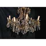 House Lucien Gau's gilded bronze and crystal chandelier