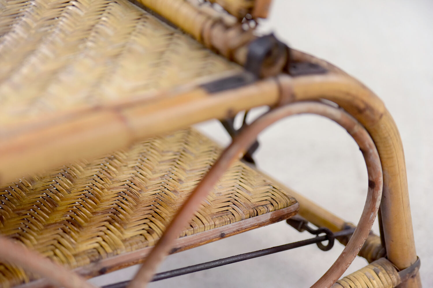 Bauhaus rattan armchair with ottoman by Erich Dieckmann, 1930s