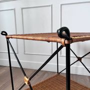 Vintage woven wicker coffee table