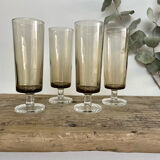 4 LUMINARC smoked glass flutes