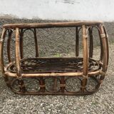 Paire de fauteuil en rotin et sa table ovale vintage