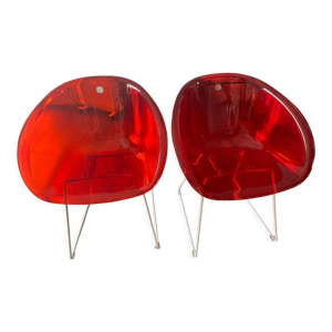 Lot de 2 chaises rouges