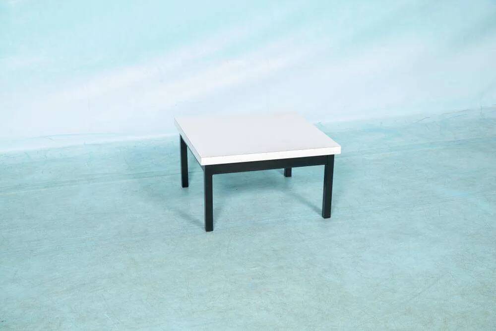 80s Memphis style coffee table, black and white side table.