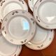 6 pink and green plates in old earthenware from St Amand