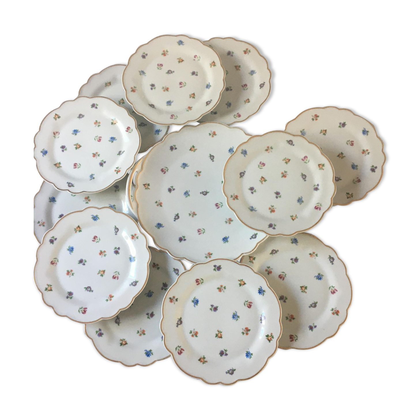Old dessert service in Limoges porcelain