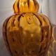 Ancient large twisted amber glass vase blown Murano 19th century