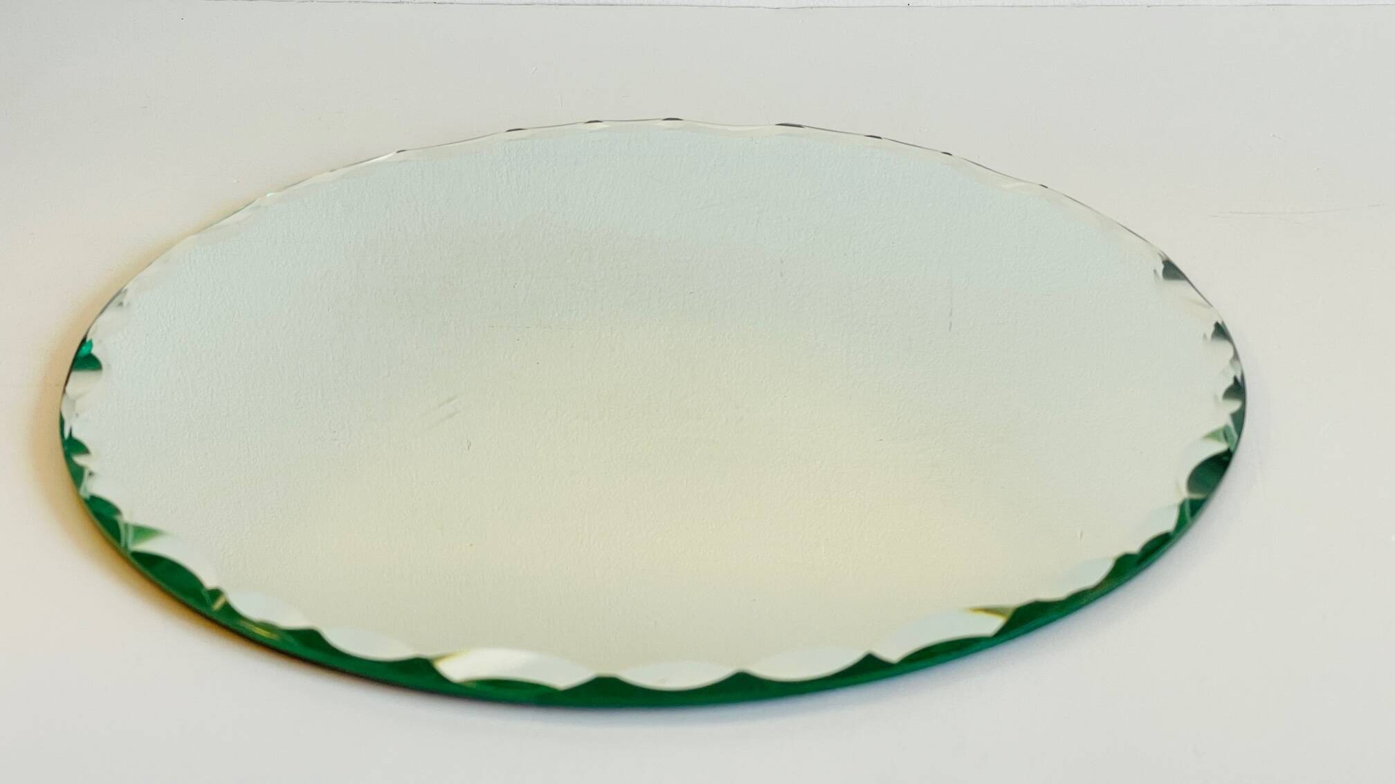 Vintage round and beveled table mirror