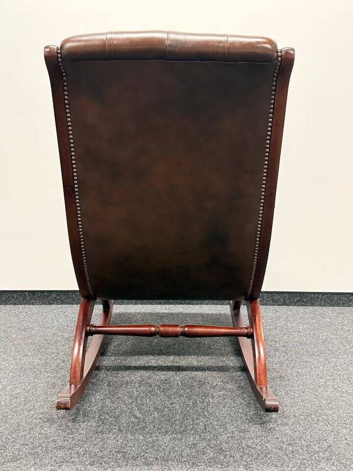 Chesterfield Brown Leather Rocking Chair