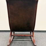 Fauteuil à bascule Chesterfield en cuir marron