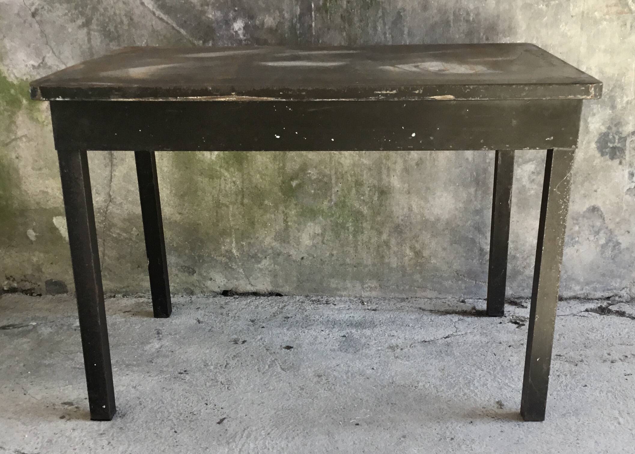 Metal table with drawer, industrial or military.