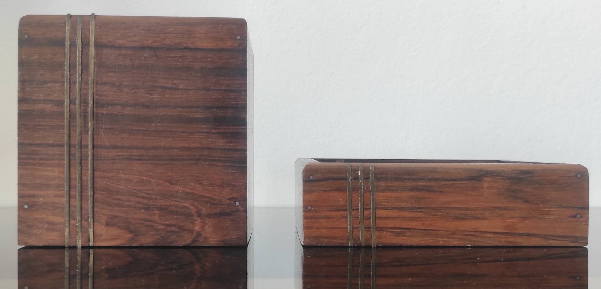 Vintage pocket trays in rosewood and brass – style A