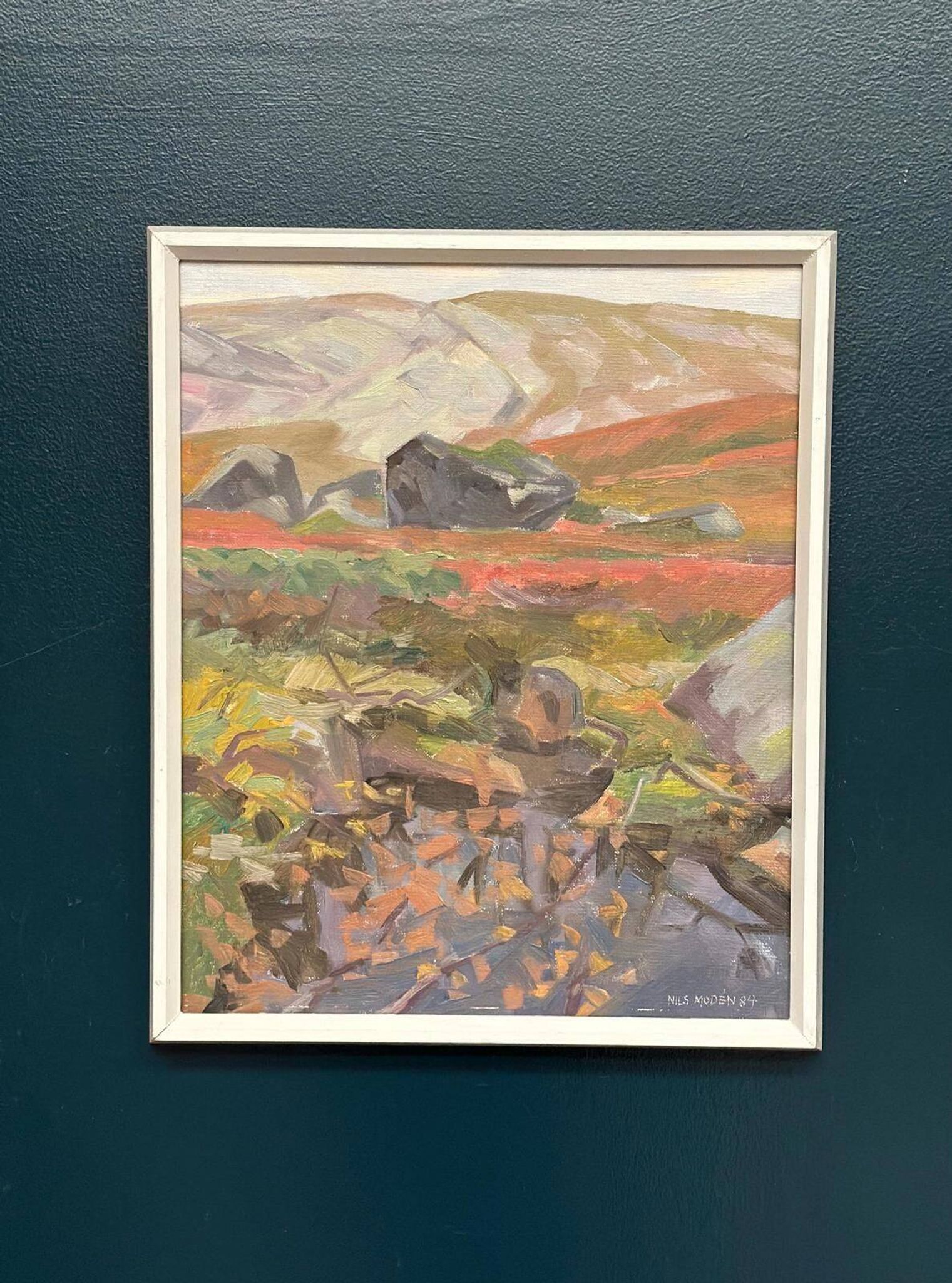 Original Mid Century Swedish Oil On Panel – “Woodland” By Nils Moden – Dated 1984 – Vintage & Framed