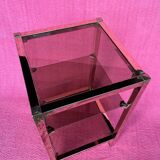 Vintage 1970 coffee table square gold bright square tube 3 platters