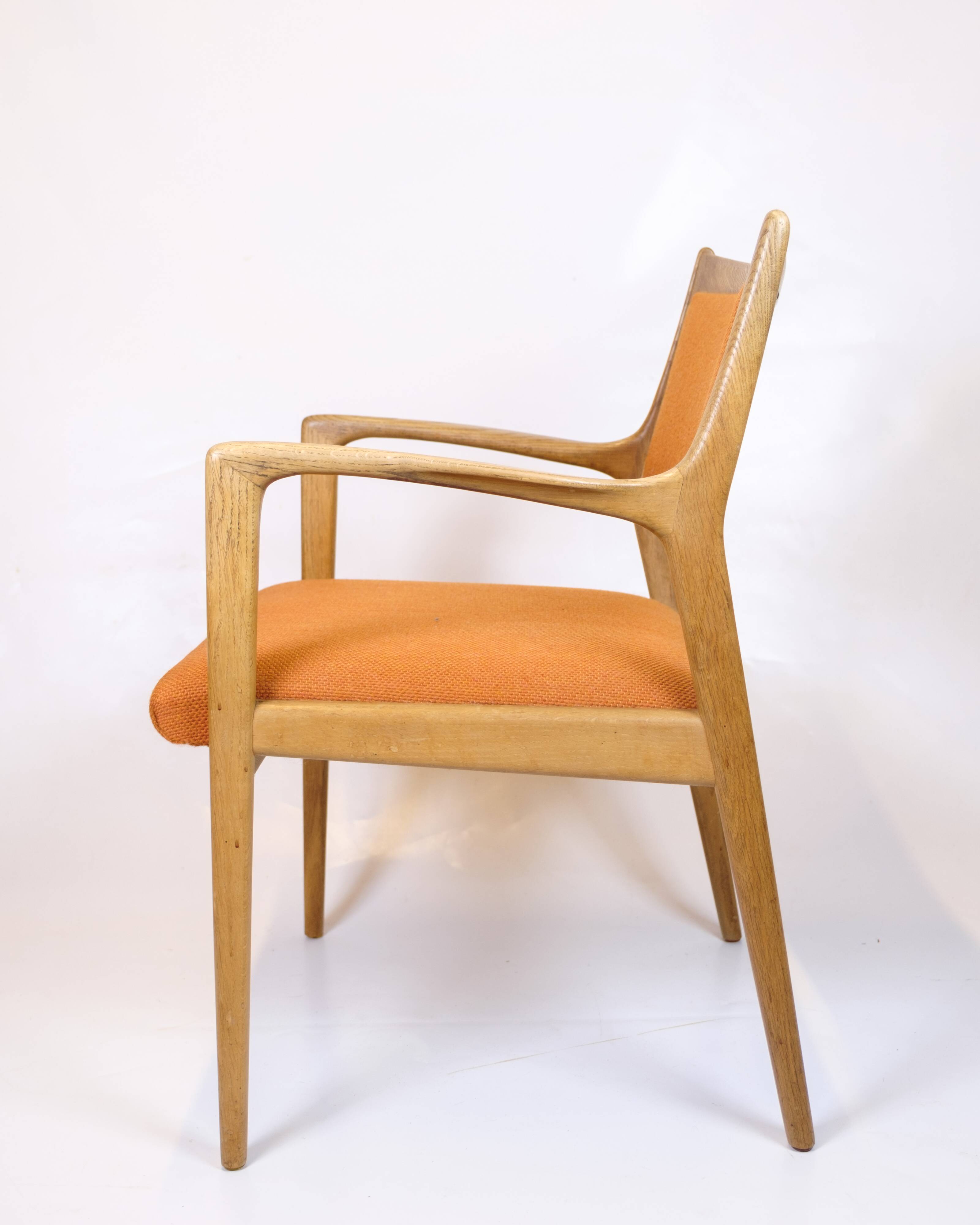 Armchair - Oak - Upholstered in orange fabric - Karl Erik Ekselius - JOC Vetlanda - Swedish design - 1960s