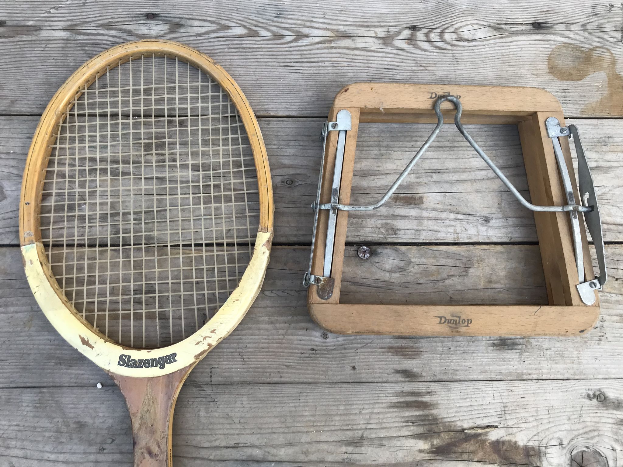 Slagenzer wood and leather vintage old tennis racket